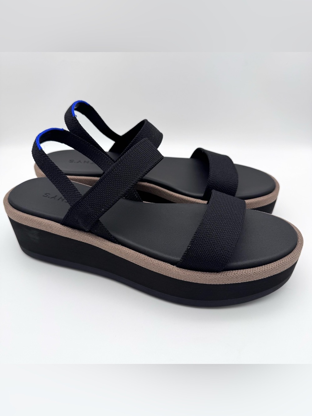 ROTHY'S The Lightweight Black Platform Wedge Slingback Sandals Women 10.5 NWOB